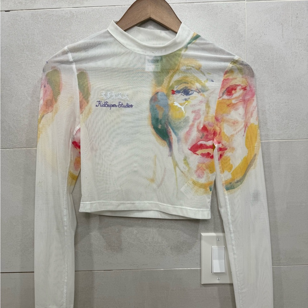 Puma Artistic Face Print Sheer Blouse